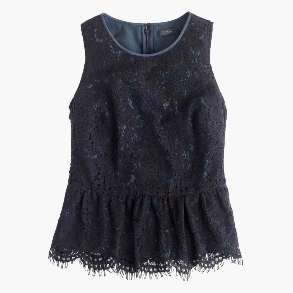 J. Crew Black Lace Peplum Top